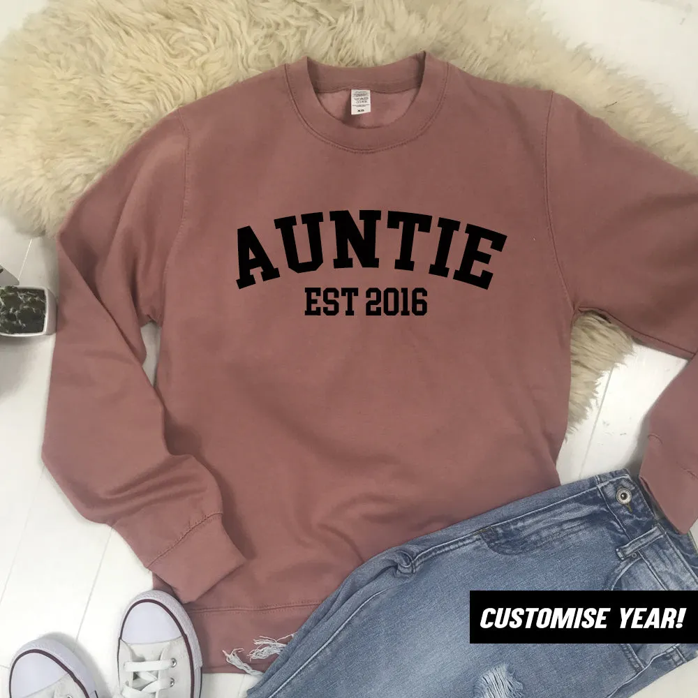 Personalised Auntie Established Varsity Sweatshirts (MRK X) Auntie Clothing - auntie fashion outlet