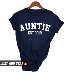 Personalised Auntie Established Varsity T-Shirt (MRK X) Auntie Clothing - auntie fashion outlet