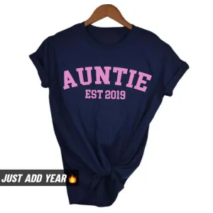 Personalised Auntie Established Varsity T-Shirt (MRK X) Auntie Clothing - auntie fashion outlet