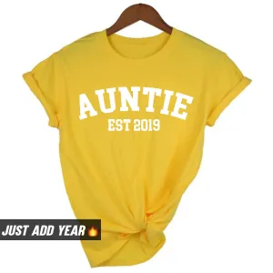 Personalised Auntie Established Varsity T-Shirt (MRK X) Auntie Clothing - auntie fashion outlet