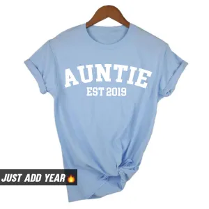Personalised Auntie Established Varsity T-Shirt (MRK X) Auntie Clothing - auntie fashion outlet
