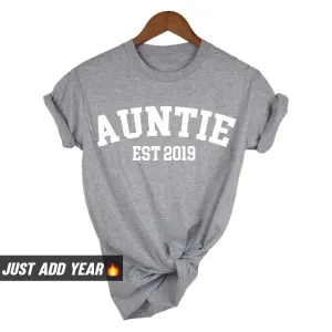 Personalised Auntie Established Varsity T-Shirt (MRK X) Auntie Clothing - auntie fashion outlet