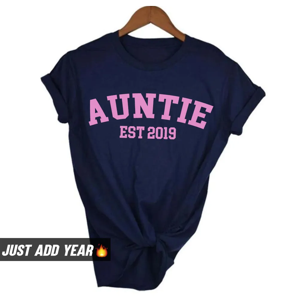 Personalised Auntie Established Varsity T-Shirt (MRK X) Auntie Clothing - auntie fashion outlet