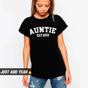 Personalised Auntie Established Varsity T-Shirt (MRK X) Auntie Clothing - auntie fashion outlet