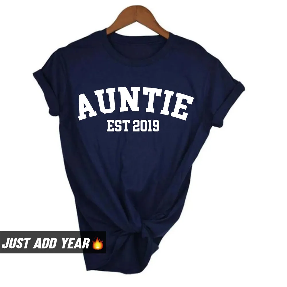 Personalised Auntie Established Varsity T-Shirt (MRK X) Auntie Clothing - auntie fashion outlet