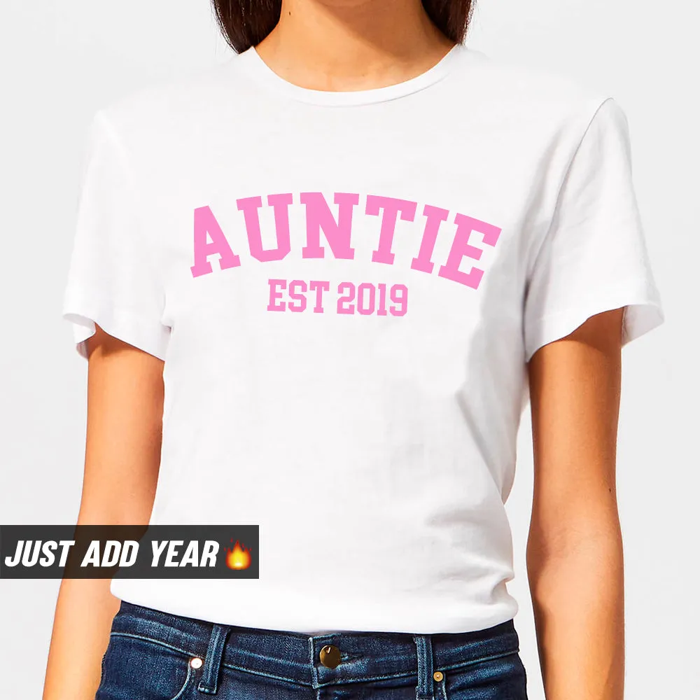 Personalised Auntie Established Varsity T-Shirt (MRK X) Auntie Clothing - auntie fashion outlet