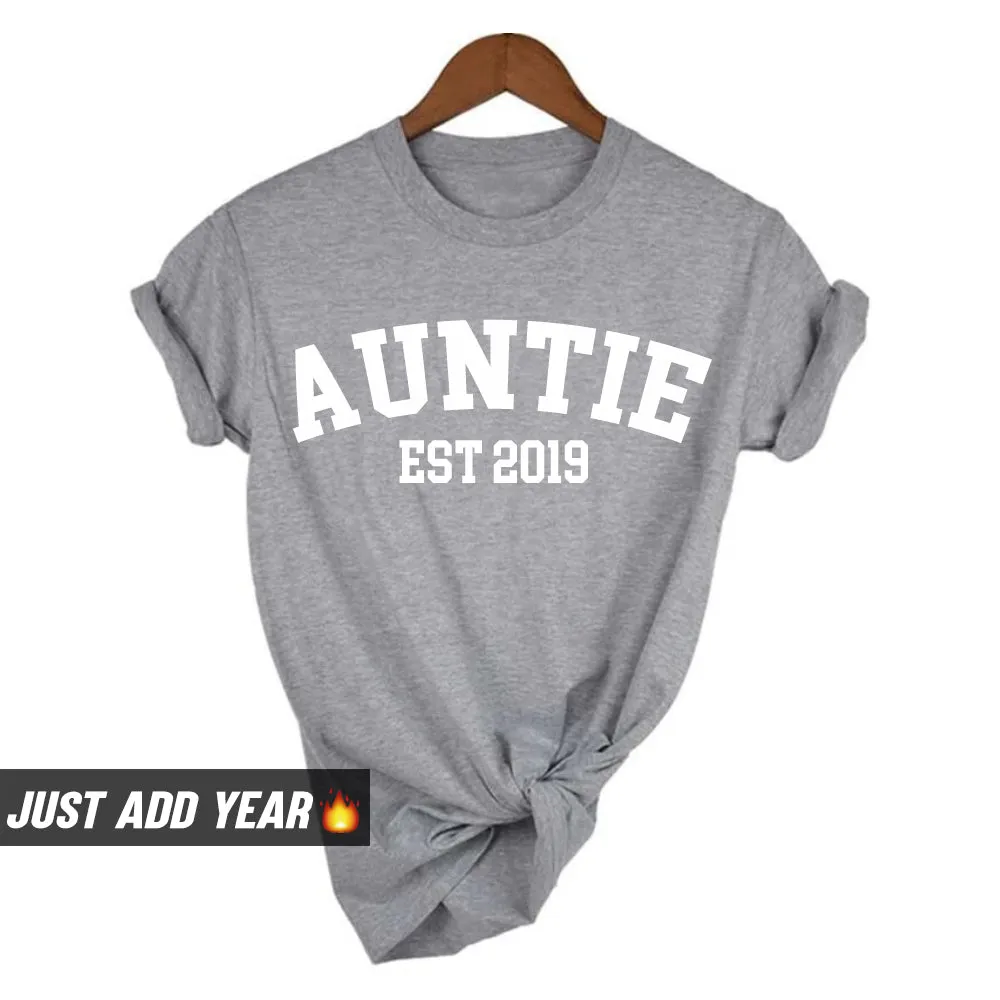 Personalised Auntie Established Varsity T-Shirt (MRK X) Auntie Clothing - auntie fashion outlet
