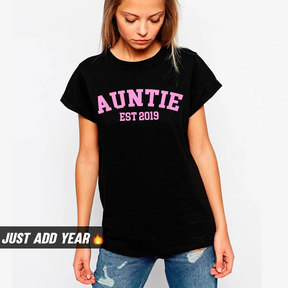 Personalised Auntie Established Varsity T-Shirt (MRK X) Auntie Clothing - auntie fashion outlet