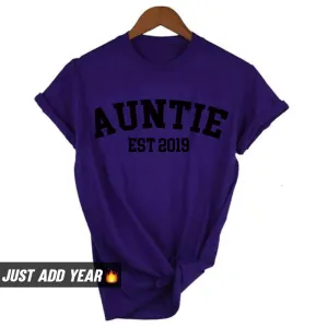 Personalised Auntie Established Varsity T-Shirt (MRK X) Auntie Clothing - auntie fashion outlet