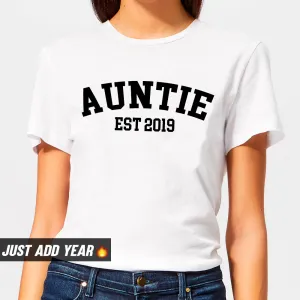 Personalised Auntie Established Varsity T-Shirt (MRK X) Auntie Clothing - auntie fashion outlet