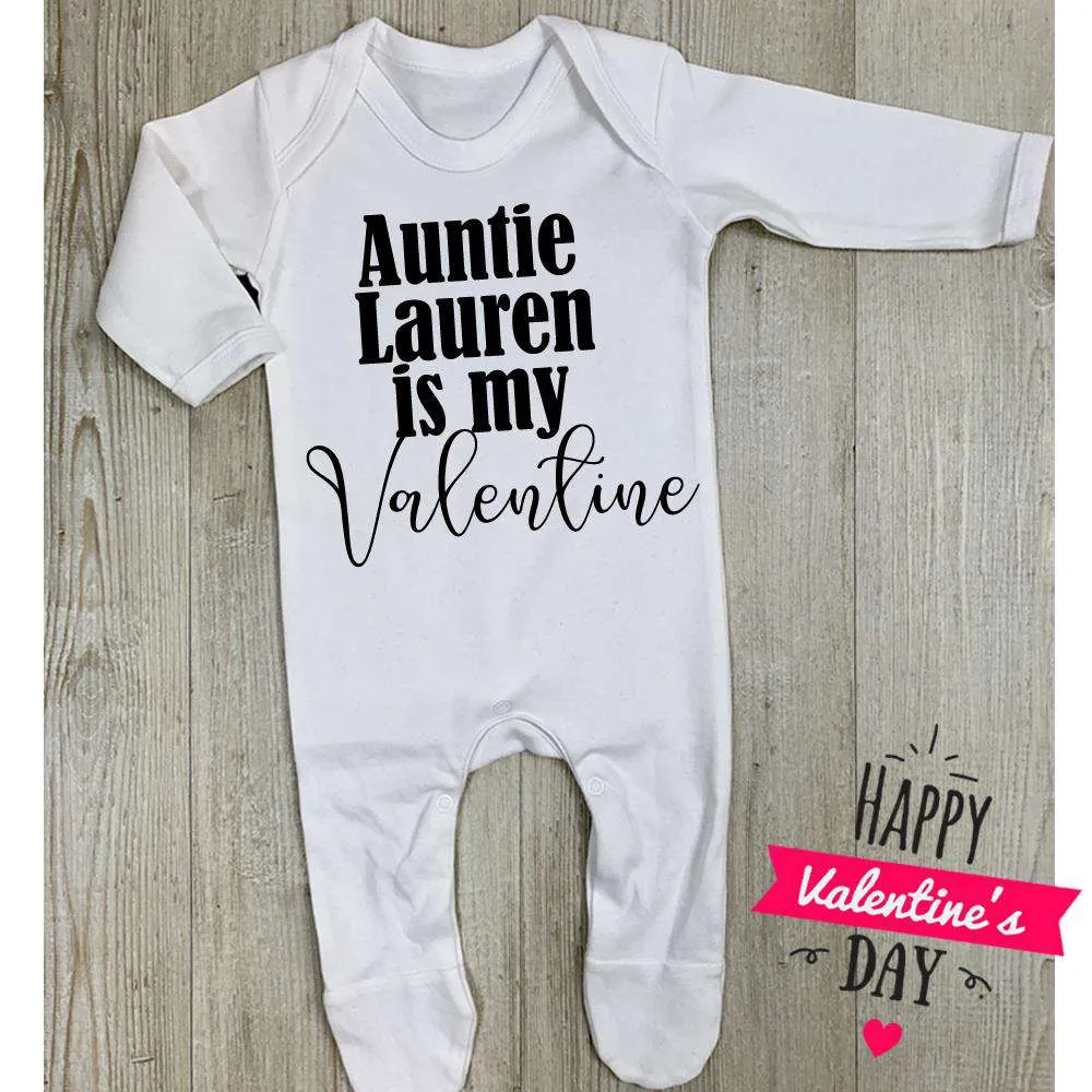 Personalised Auntie is Valentine White Rompersuit (MRK X) Auntie Clothing - auntie fashion outlet