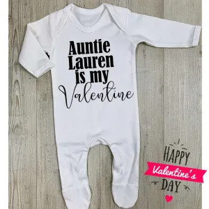 Personalised Auntie is Valentine White Rompersuit (MRK X) Auntie Clothing - auntie fashion outlet