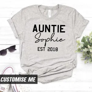 Personalised Auntie Name & Year T-Shirt (MRK X) Auntie Clothing - trendy auntie clothes sale