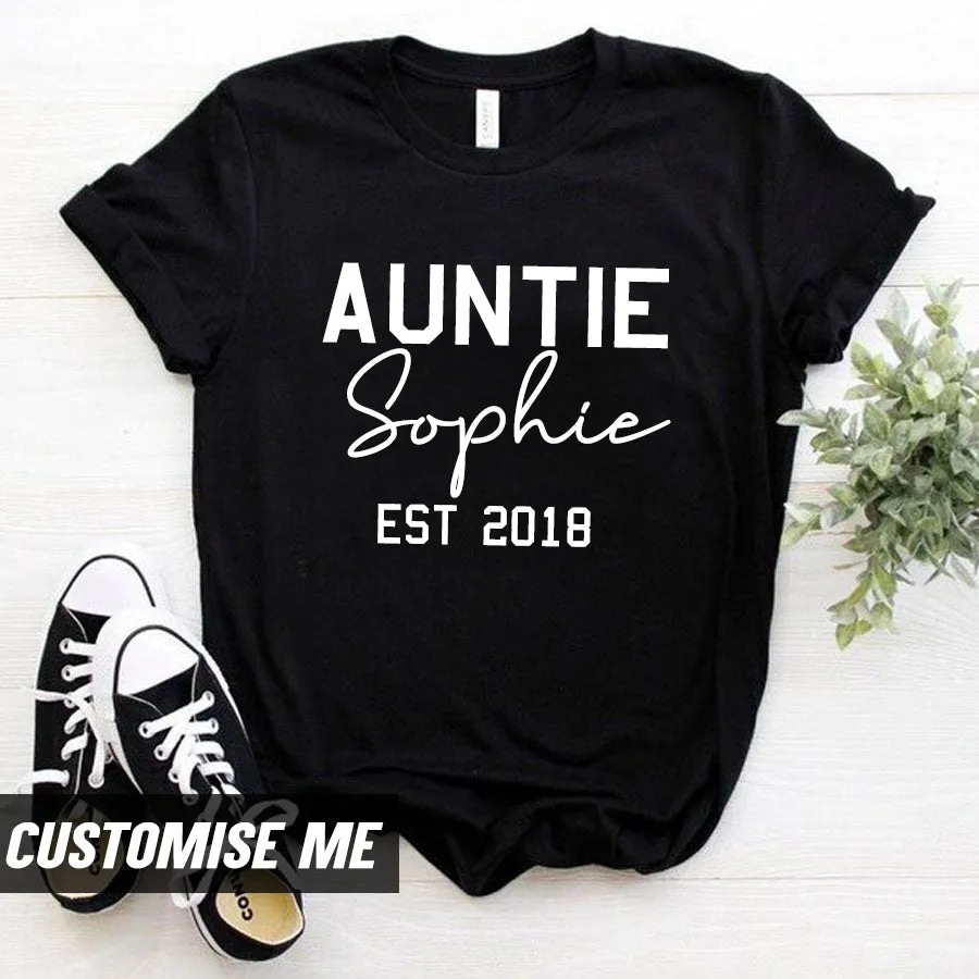 Personalised Auntie Name & Year T-Shirt (MRK X) Auntie Clothing - auntie fashion outlet