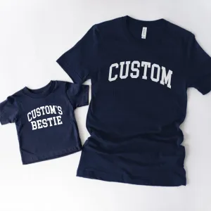 Personalised Bestie College Matching Navy T-Shirts fathers day sale outfits