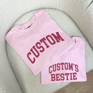 Personalised Bestie College Matching Pink T-Shirts fathers day sale outfits