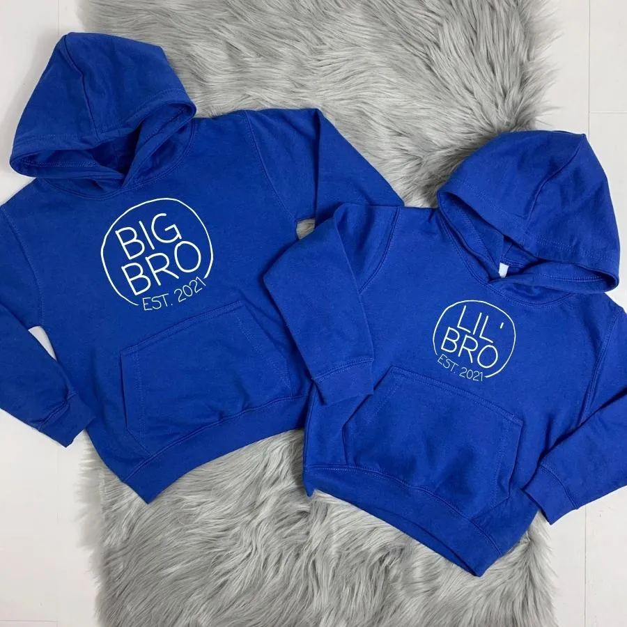 Personalised Big Bro/Little Bro Established Hoodies boys outfits online store