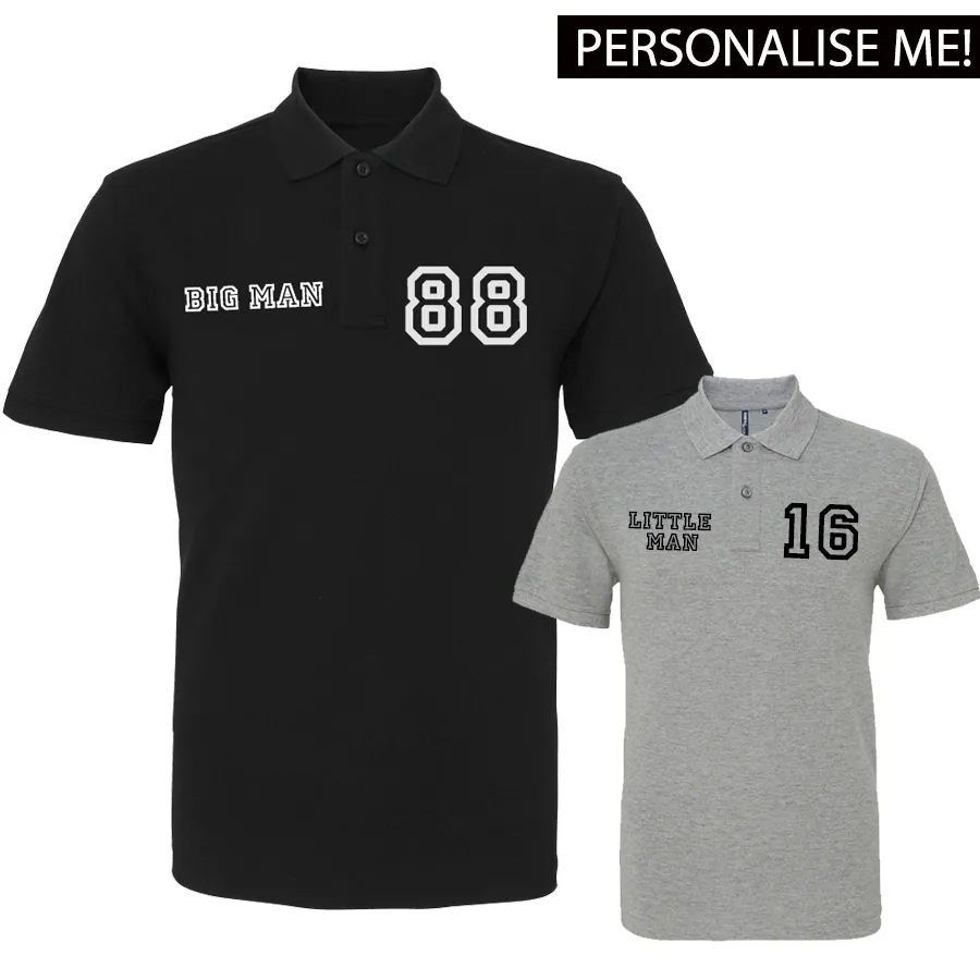 Personalised Big Man Little Man Polo Shirts (MRK X) mens dad clothes online