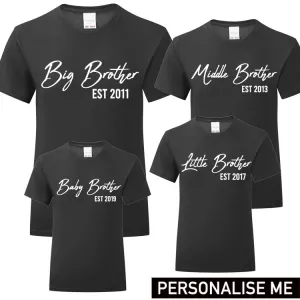 Personalised Brother Est T-Shirts (MRK X) girls dresses outlet