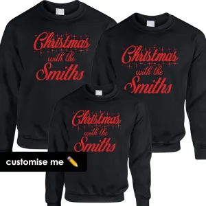 Personalised Christmas With The Family Matching Sweatshirts Black (MRK X) maternity wear outlet