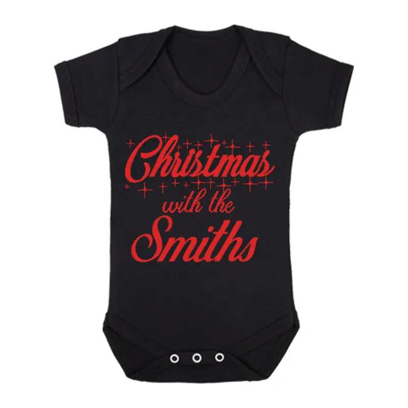 Personalised Christmas With The Family Matching Sweatshirts/Bodysuit Black (MRK X)