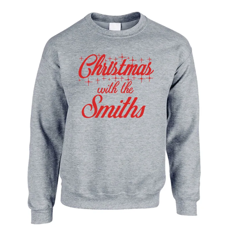 Personalised Christmas With The Family Matching Sweatshirts/Bodysuit Heather Grey (MRK X)