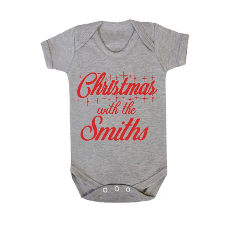 Personalised Christmas With The Family Matching Sweatshirts/Bodysuit Heather Grey (MRK X)