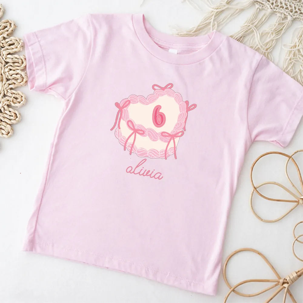Personalised Coquette Birthday Cake Kids T-shirt girls clothes cheap