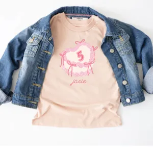 Personalised Coquette Birthday Cake Kids T-shirt girls clothes cheap