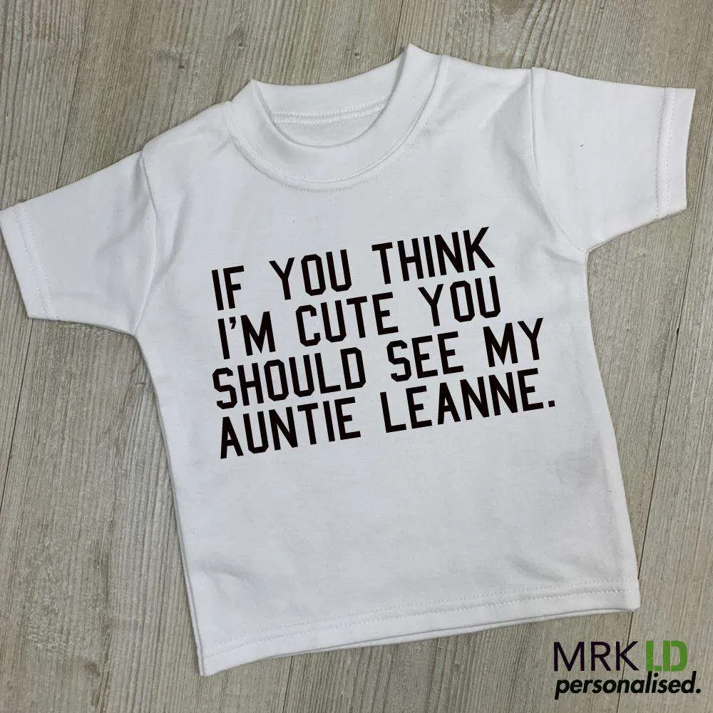 Personalised Cute As Auntie White Tee (MRK X) Auntie Clothing - auntie fashion outlet