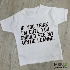Personalised Cute As Auntie White Tee (MRK X) Auntie Clothing - auntie fashion outlet