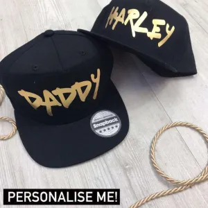 Personalised Dad And Kid Matching Graffiti Style Caps - Black dads clothes cheap