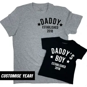 Personalised Daddy & Boy Star Established Matching T-Shirts (MRK X) fathers day sale outfits