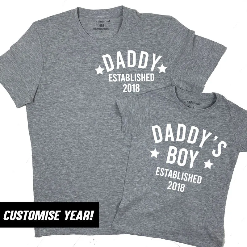 Personalised Daddy & Boy Star Established Matching T-Shirts (MRK X) dad bod shirts discount