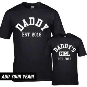 Personalised Daddy & Daddy's Girl Varsity Established Matching T-Shirts (MRK X) dads clothes cheap