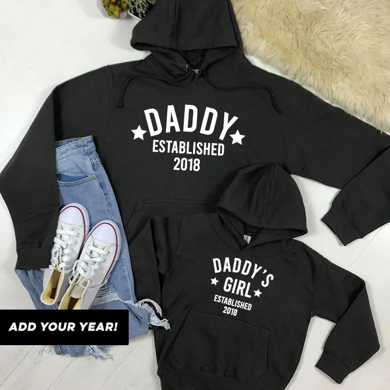 Personalised Daddy & Girl Star Established Matching Hoodies (MRK X) dads clothes cheap
