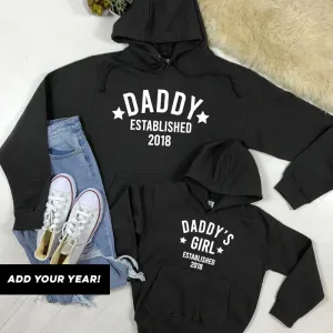 Personalised Daddy & Girl Star Established Matching Hoodies (MRK X) dads clothes cheap