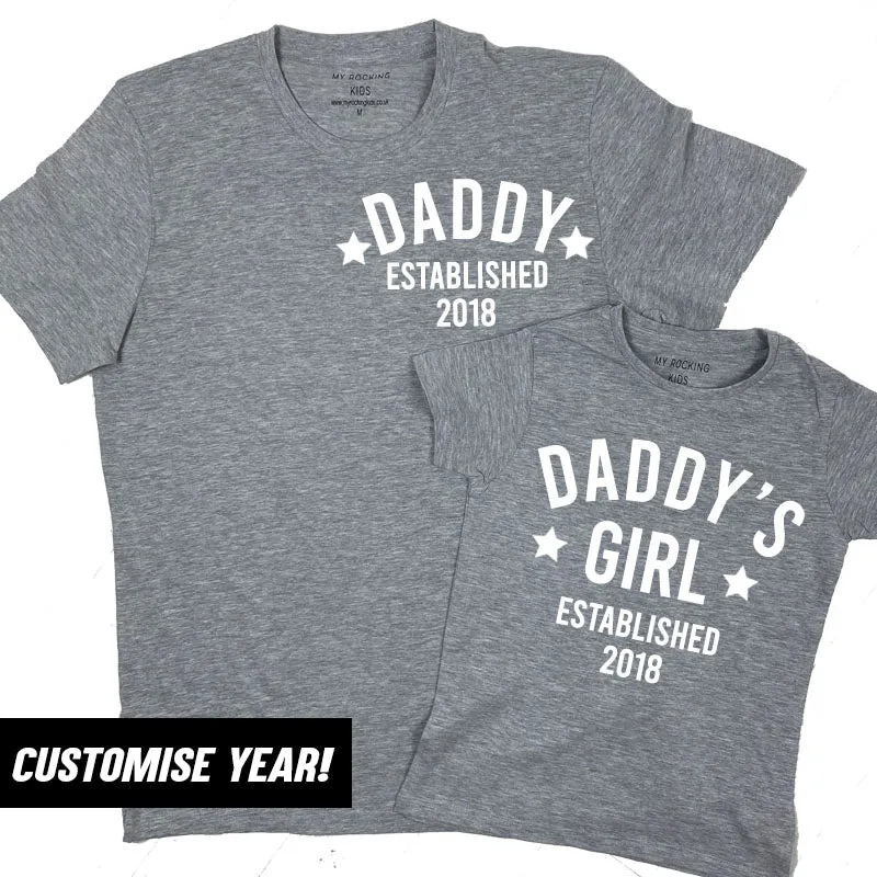 Personalised Daddy & Girl Star Established Matching T-Shirts (MRK X) dads clothes cheap