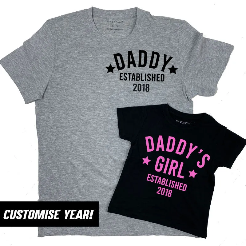 Personalised Daddy & Girl Star Established Matching T-Shirts (MRK X) daddy outfits clearance