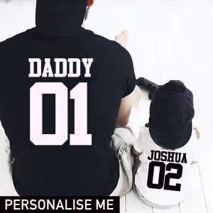 Personalised Daddy & Kid Matching Number Tees dads clothes cheap