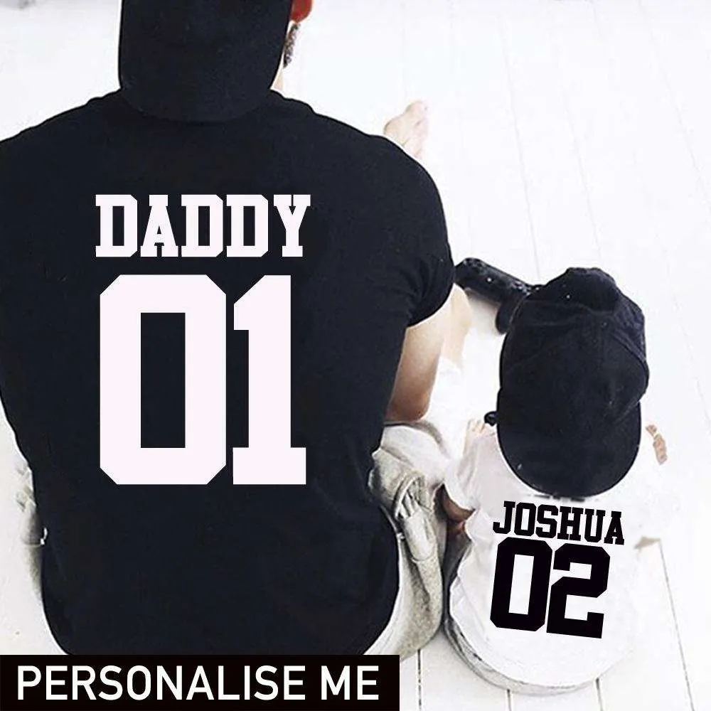 Personalised Daddy & Kid Matching Number Tees dads clothes cheap
