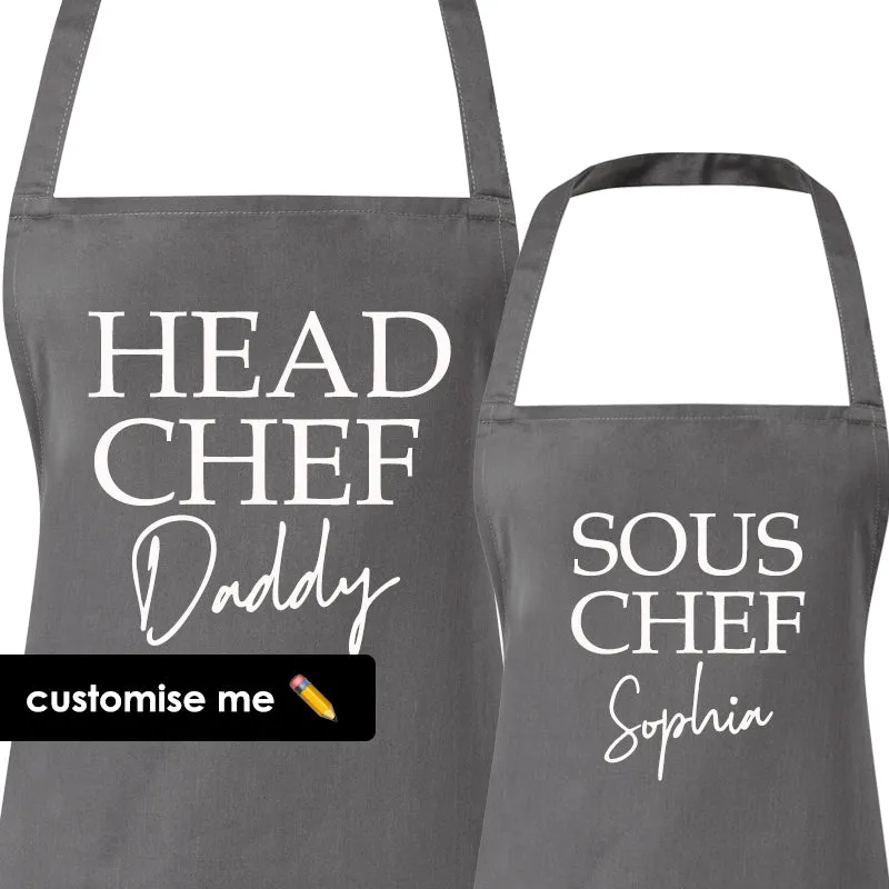 Personalised Daddy & Sous Chef Matching Aprons (MRK X) daddy outfits clearance