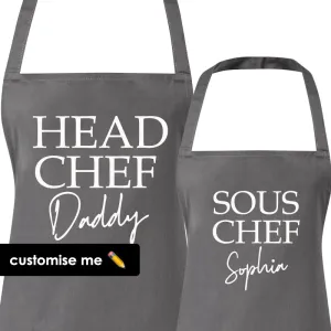 Personalised Daddy & Sous Chef Matching Aprons (MRK X) daddy outfits clearance