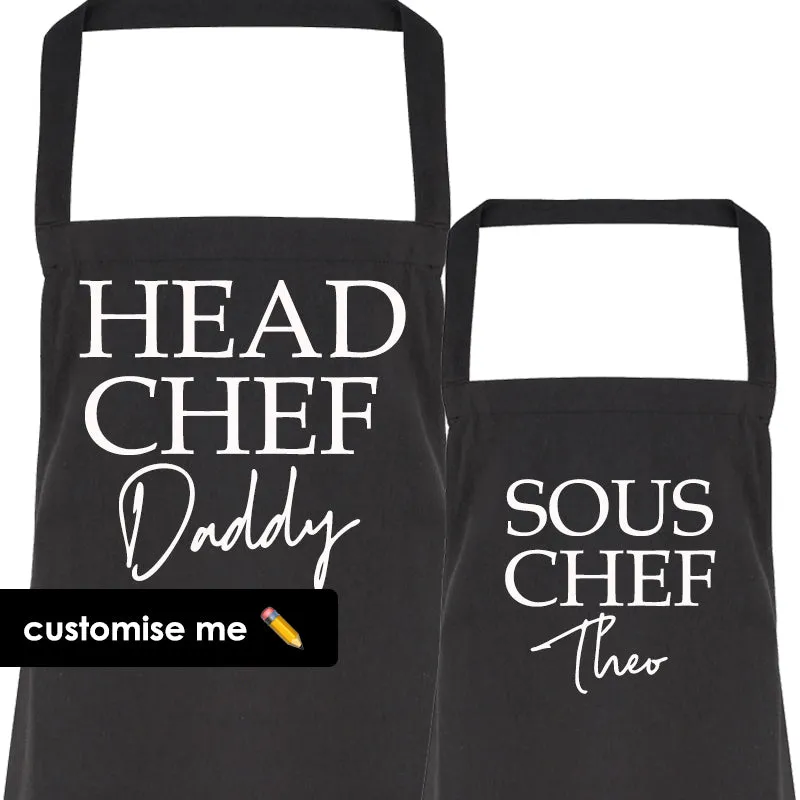Personalised Daddy & Sous Chef Matching Aprons daddy outfits clearance