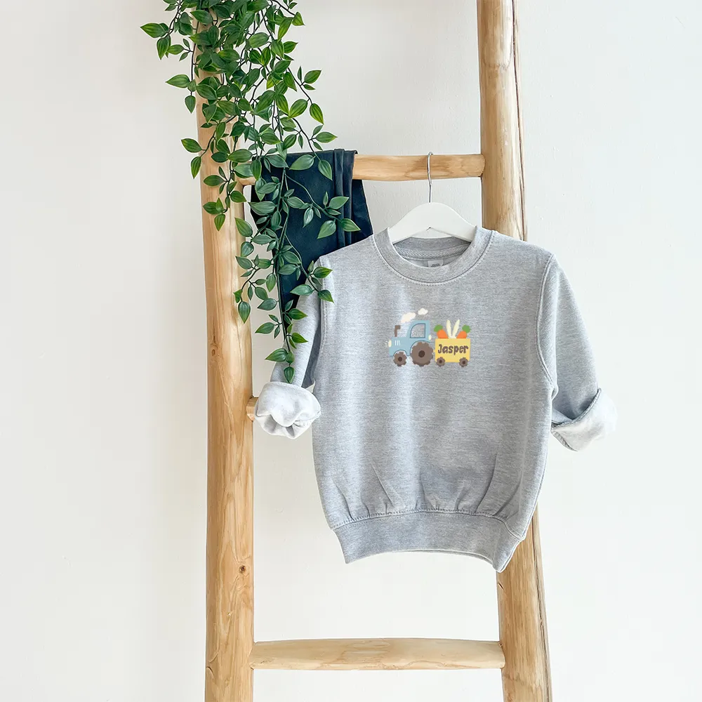 Personalised Easter Tractor Kids Sweatshirt