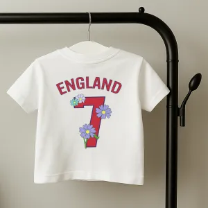 Personalised England Floral Front & Back Graphic Kids T-Shirt girls pajamas promo