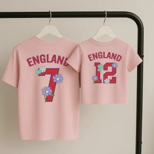 Personalised England Floral Matching Front & Back Graphic T-Shirts maternity wear outlet