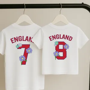 Personalised England Floral Matching Front & Back Graphic T-Shirts pregnancy jeans best price