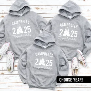 Personalised Family Magical Holiday Grey Hoodies dad fashion outlet