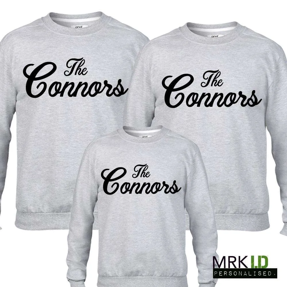 Personalised Family Name Matching Grey Sweaters (MRK X) mens dad clothes online